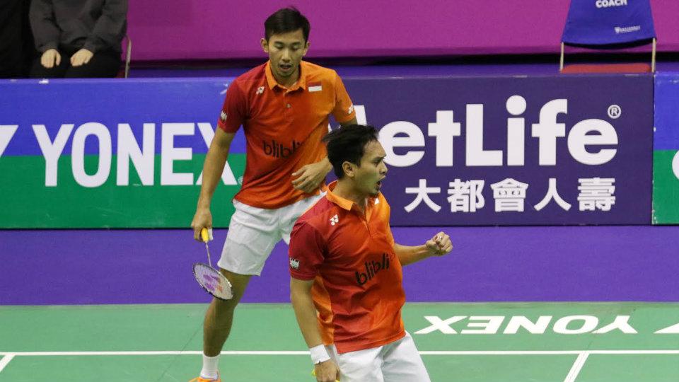 Pasangan ganda putra Indonesia, Mohammad Ahsan/Rian Agung Saputro. - INDOSPORT